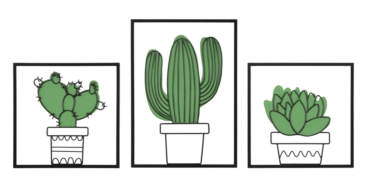 Set 3 decoratiuni de perete Cactus, Mauro Ferretti, 33x46.5 cm, fier, multicolor - imagine 7